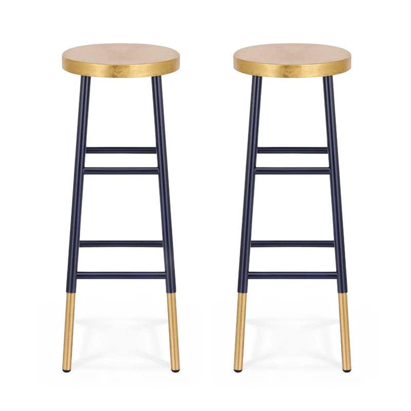 SportZone.co.nz Furniture > Bar Stools & Chairs > Table & Bar Stools Artiss 2x Bar Stools Metal Gold Navy Artiss 2x Bar Stools Metal Gold Navy