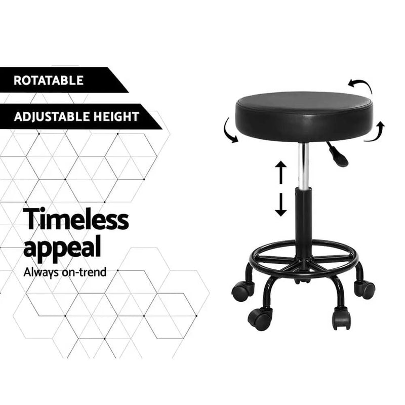 SportZone.co.nz Furniture > Living Room > Ottomans & Footstools Artiss 2x Salon Stool Round Swivel Chair Artiss 2x Salon Stool Round Swivel Chair