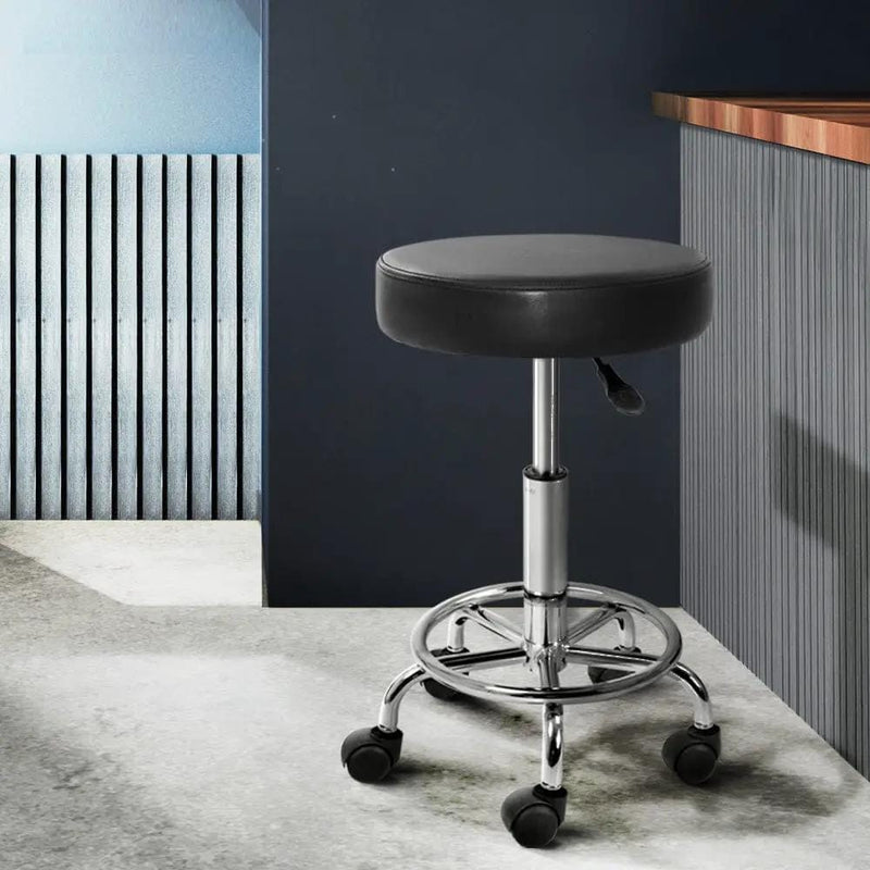 SportZone.co.nz Furniture > Living Room > Ottomans & Footstools Artiss 2x Salon Stool Round Swivel Chair Black Artiss 2x Salon Stool Round Swivel Chair Black