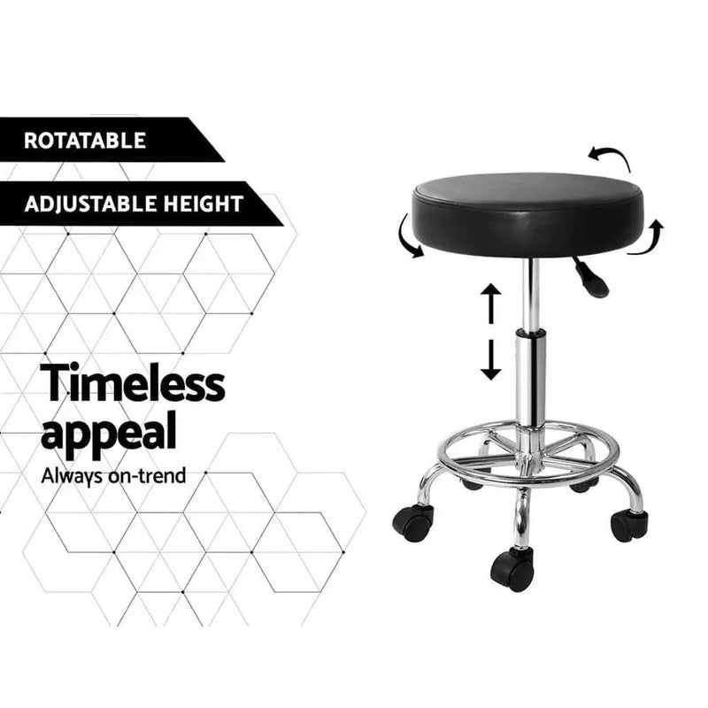 SportZone.co.nz Furniture > Living Room > Ottomans & Footstools Artiss 2x Salon Stool Round Swivel Chair Black Artiss 2x Salon Stool Round Swivel Chair Black