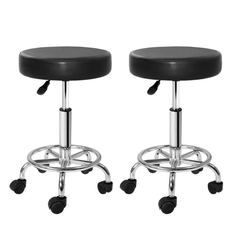 SportZone.co.nz Furniture > Living Room > Ottomans & Footstools Artiss 2x Salon Stool Round Swivel Chair Black Artiss 2x Salon Stool Round Swivel Chair Black