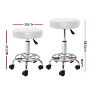 SportZone.co.nz Furniture > Living Room > Ottomans & Footstools Artiss 2x Salon Stool Round Swivel Chair White Artiss 2x Salon Stool Round Swivel Chair White