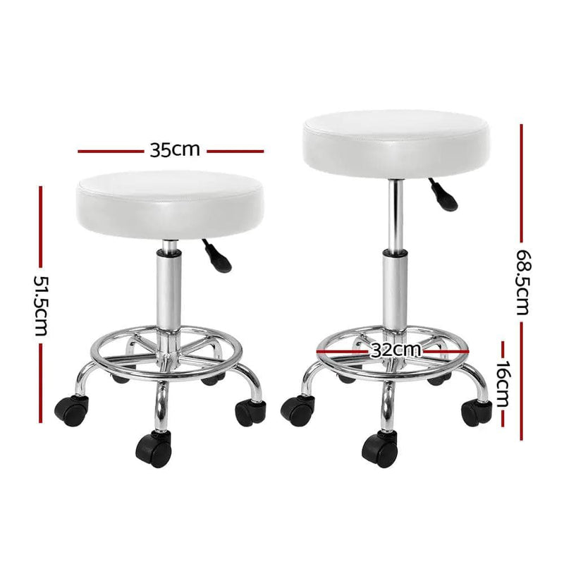 SportZone.co.nz Furniture > Living Room > Ottomans & Footstools Artiss 2x Salon Stool Round Swivel Chair White Artiss 2x Salon Stool Round Swivel Chair White