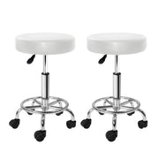 SportZone.co.nz Furniture > Living Room > Ottomans & Footstools Artiss 2x Salon Stool Round Swivel Chair White Artiss 2x Salon Stool Round Swivel Chair White