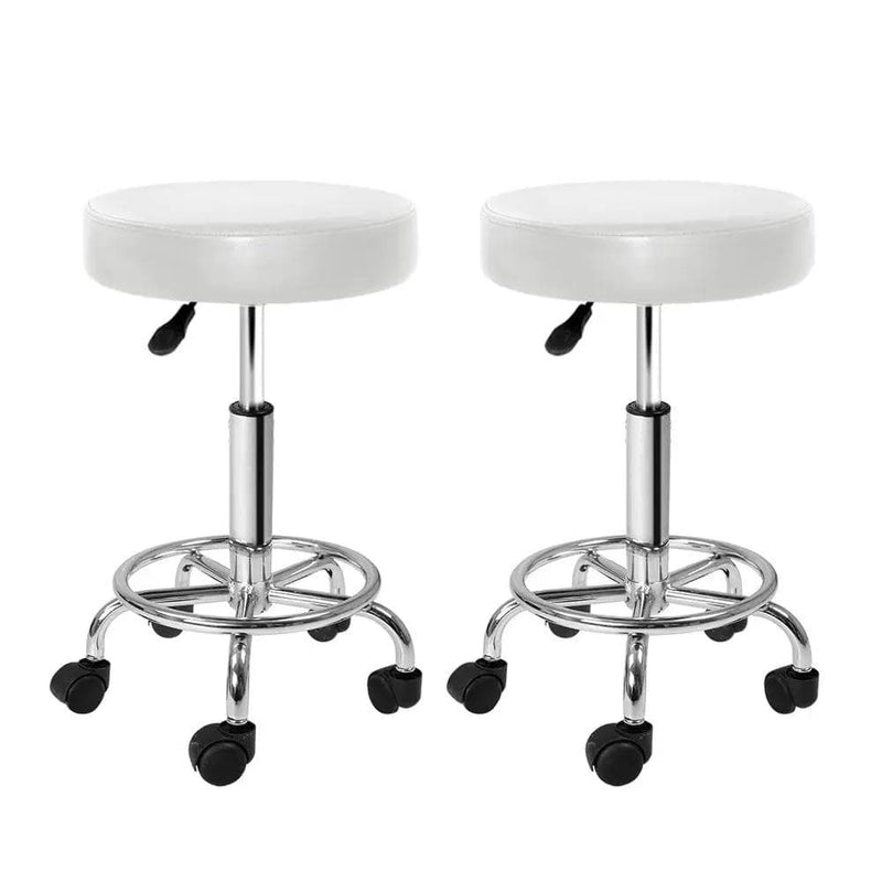 SportZone.co.nz Furniture > Living Room > Ottomans & Footstools Artiss 2x Salon Stool Round Swivel Chair White Artiss 2x Salon Stool Round Swivel Chair White