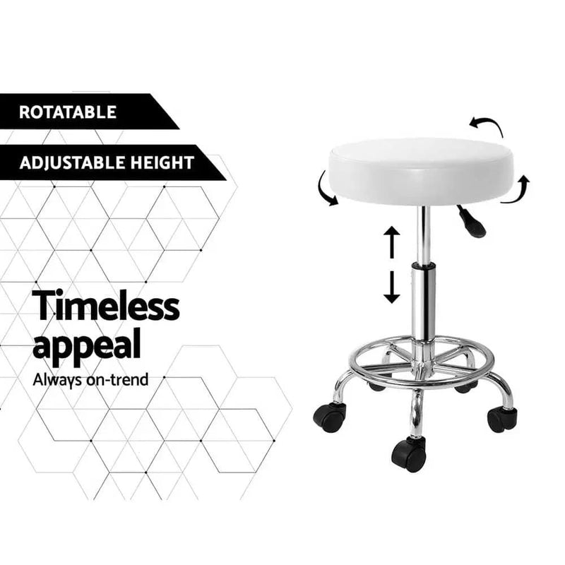 SportZone.co.nz Furniture > Living Room > Ottomans & Footstools Artiss 2x Salon Stool Round Swivel Chair White Artiss 2x Salon Stool Round Swivel Chair White