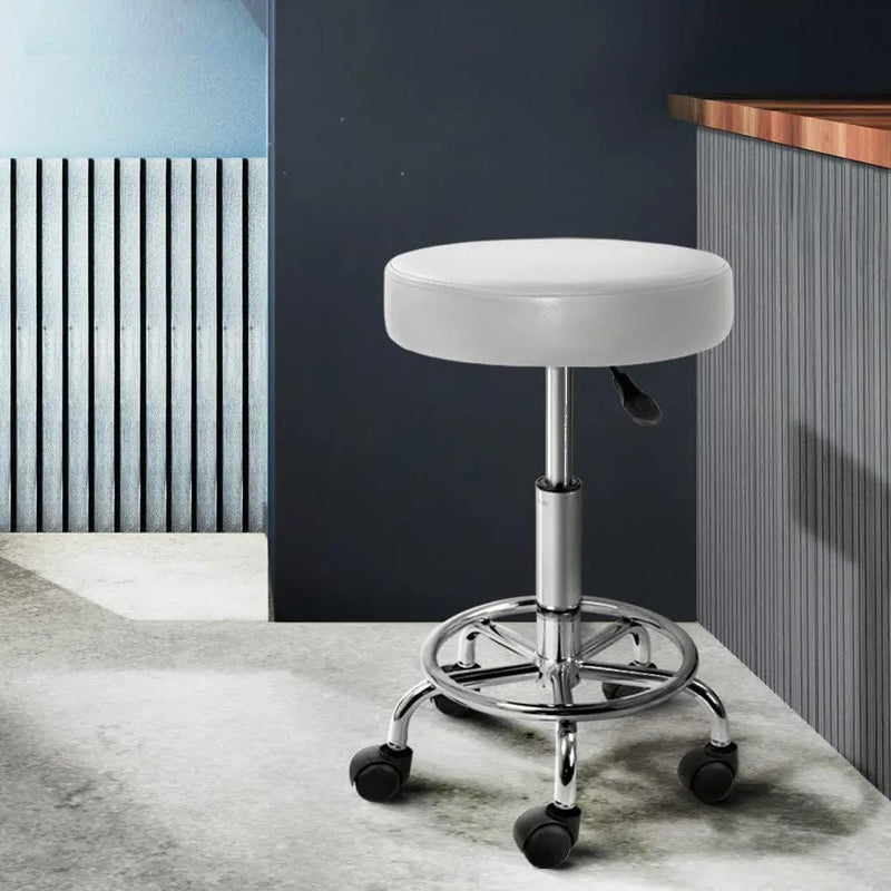 SportZone.co.nz Furniture > Living Room > Ottomans & Footstools Artiss 2x Salon Stool Round Swivel Chair White Artiss 2x Salon Stool Round Swivel Chair White