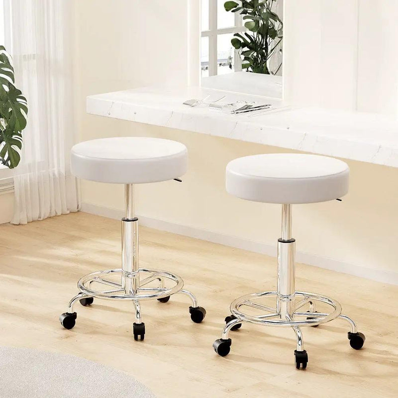SportZone.co.nz Furniture > Living Room > Ottomans & Footstools Artiss 2x Salon Stool Round Swivel Chair White Artiss 2x Salon Stool Round Swivel Chair White