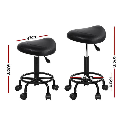 SportZone.co.nz Furniture > Living Room > Ottomans & Footstools Artiss 2x Salon Stool Saddle Swivel Chair Artiss 2x Salon Stool Saddle Swivel Chair
