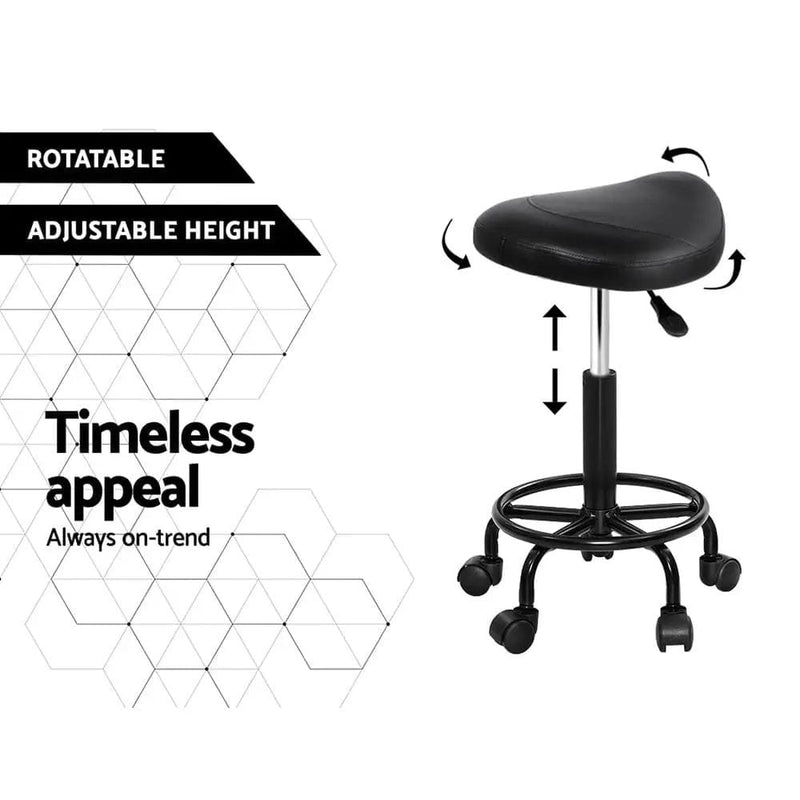 SportZone.co.nz Furniture > Living Room > Ottomans & Footstools Artiss 2x Salon Stool Saddle Swivel Chair Artiss 2x Salon Stool Saddle Swivel Chair