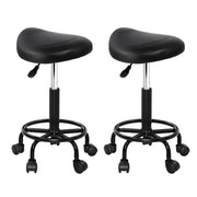 SportZone.co.nz Furniture > Living Room > Ottomans & Footstools Artiss 2x Salon Stool Saddle Swivel Chair Artiss 2x Salon Stool Saddle Swivel Chair