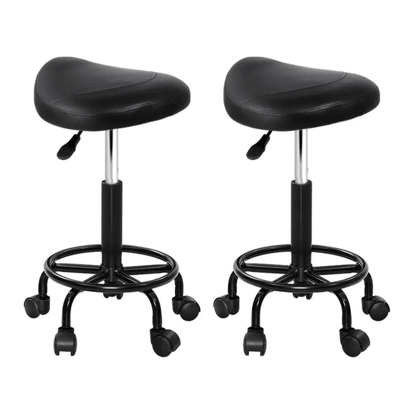SportZone.co.nz Furniture > Living Room > Ottomans & Footstools Artiss 2x Salon Stool Saddle Swivel Chair Artiss 2x Salon Stool Saddle Swivel Chair