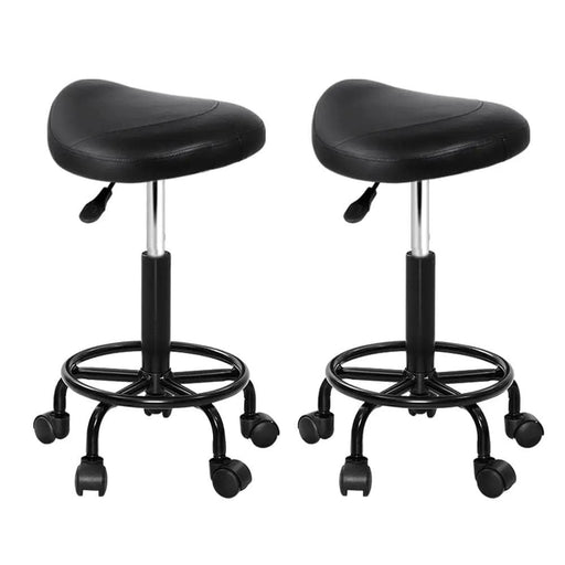 SportZone.co.nz Furniture > Living Room > Ottomans & Footstools Artiss 2x Salon Stool Saddle Swivel Chair Artiss 2x Salon Stool Saddle Swivel Chair