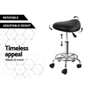 SportZone.co.nz Furniture > Living Room > Ottomans & Footstools Artiss 2x Salon Stool Saddle Swivel Chair Black Artiss 2x Salon Stool Saddle Swivel Chair Black