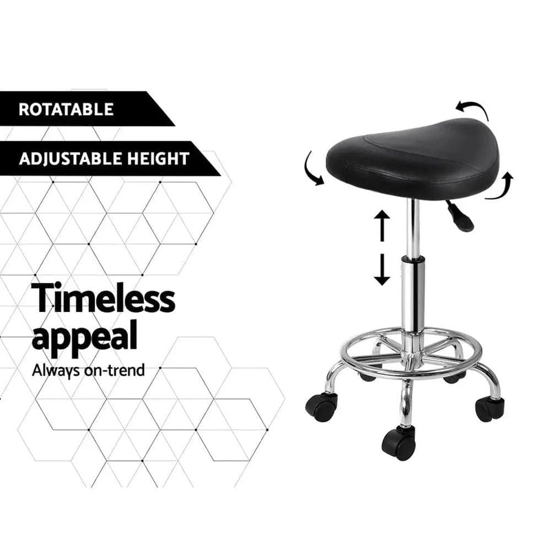 SportZone.co.nz Furniture > Living Room > Ottomans & Footstools Artiss 2x Salon Stool Saddle Swivel Chair Black Artiss 2x Salon Stool Saddle Swivel Chair Black