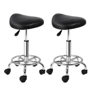 SportZone.co.nz Furniture > Living Room > Ottomans & Footstools Artiss 2x Salon Stool Saddle Swivel Chair Black Artiss 2x Salon Stool Saddle Swivel Chair Black