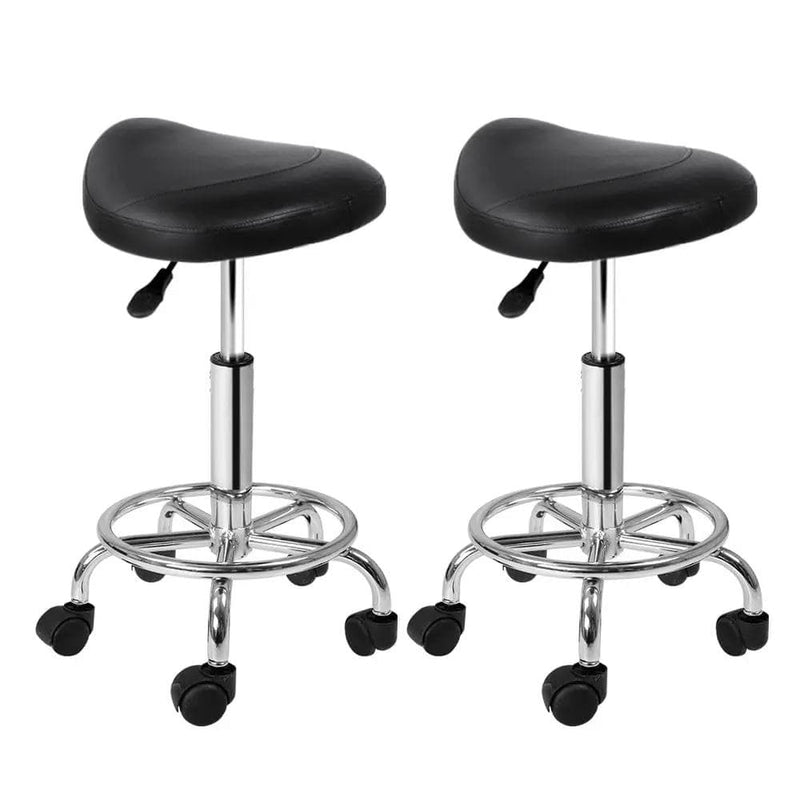 SportZone.co.nz Furniture > Living Room > Ottomans & Footstools Artiss 2x Salon Stool Saddle Swivel Chair Black Artiss 2x Salon Stool Saddle Swivel Chair Black