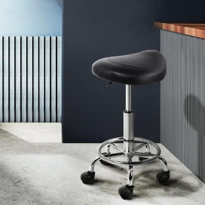 SportZone.co.nz Furniture > Living Room > Ottomans & Footstools Artiss 2x Salon Stool Saddle Swivel Chair Black Artiss 2x Salon Stool Saddle Swivel Chair Black