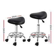 SportZone.co.nz Furniture > Living Room > Ottomans & Footstools Artiss 2x Salon Stool Saddle Swivel Chair Black Artiss 2x Salon Stool Saddle Swivel Chair Black