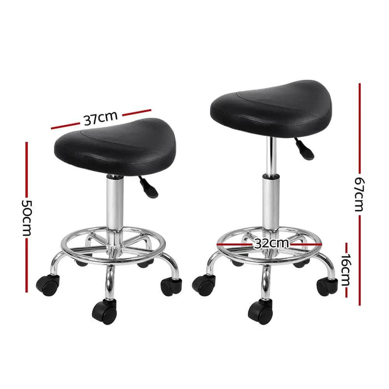 SportZone.co.nz Furniture > Living Room > Ottomans & Footstools Artiss 2x Salon Stool Saddle Swivel Chair Black Artiss 2x Salon Stool Saddle Swivel Chair Black