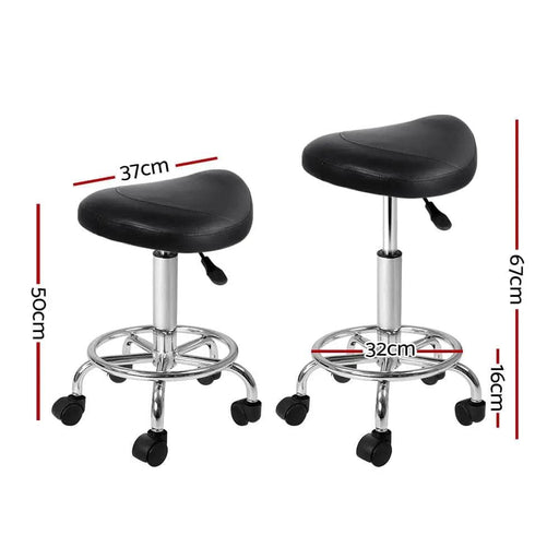 SportZone.co.nz Furniture > Living Room > Ottomans & Footstools Artiss 2x Salon Stool Saddle Swivel Chair Black Artiss 2x Salon Stool Saddle Swivel Chair Black
