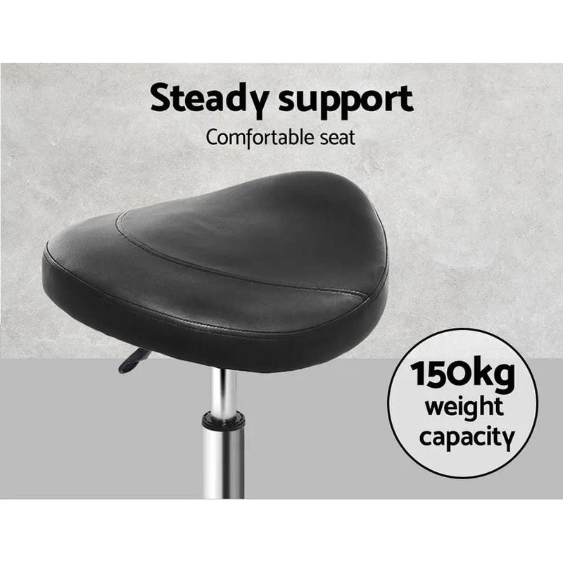 SportZone.co.nz Furniture > Living Room > Ottomans & Footstools Artiss 2x Salon Stool Saddle Swivel Chair Black Artiss 2x Salon Stool Saddle Swivel Chair Black