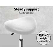 SportZone.co.nz Furniture > Living Room > Ottomans & Footstools Artiss 2x Salon Stool Saddle Swivel Chair White Artiss 2x Salon Stool Saddle Swivel Chair White