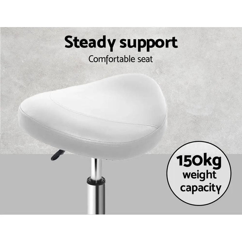 SportZone.co.nz Furniture > Living Room > Ottomans & Footstools Artiss 2x Salon Stool Saddle Swivel Chair White Artiss 2x Salon Stool Saddle Swivel Chair White