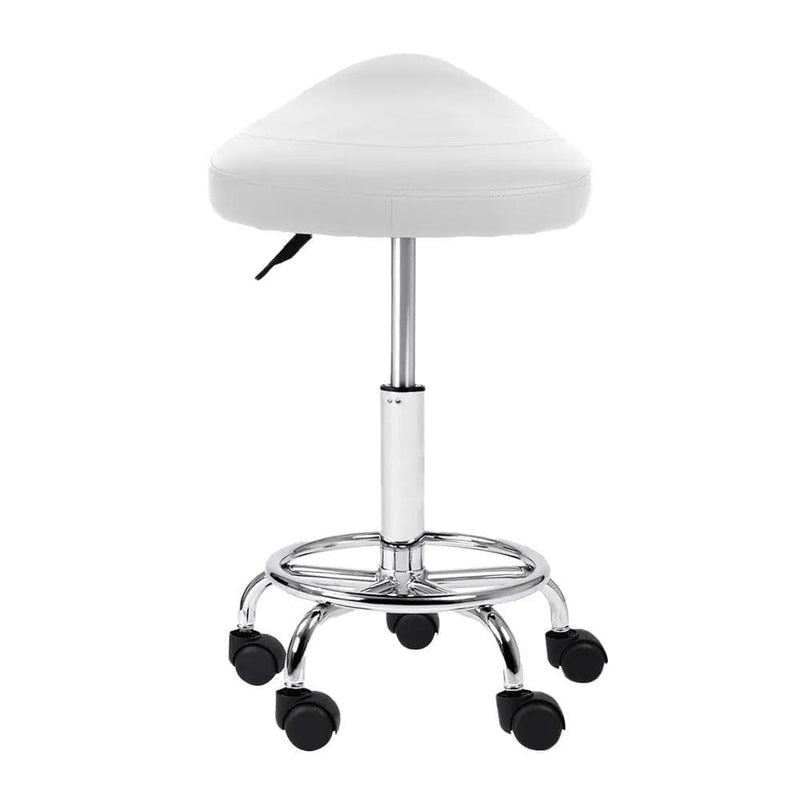 SportZone.co.nz Furniture > Living Room > Ottomans & Footstools Artiss 2x Salon Stool Saddle Swivel Chair White Artiss 2x Salon Stool Saddle Swivel Chair White