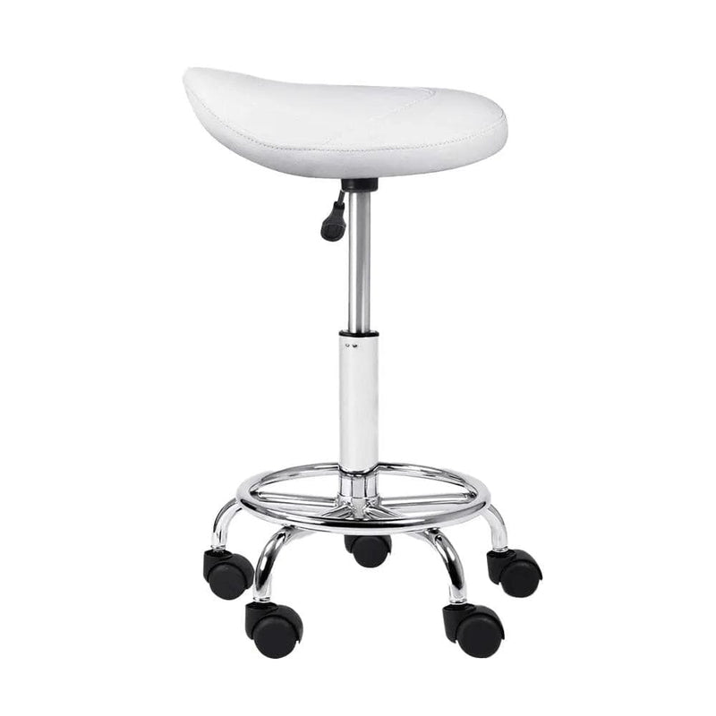 SportZone.co.nz Furniture > Living Room > Ottomans & Footstools Artiss 2x Salon Stool Saddle Swivel Chair White Artiss 2x Salon Stool Saddle Swivel Chair White