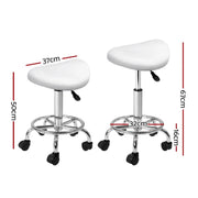 SportZone.co.nz Furniture > Living Room > Ottomans & Footstools Artiss 2x Salon Stool Saddle Swivel Chair White Artiss 2x Salon Stool Saddle Swivel Chair White