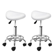 SportZone.co.nz Furniture > Living Room > Ottomans & Footstools Artiss 2x Salon Stool Saddle Swivel Chair White Artiss 2x Salon Stool Saddle Swivel Chair White