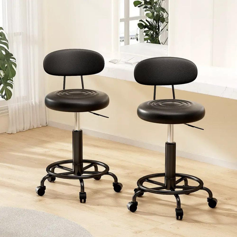 SportZone.co.nz Furniture > Living Room > Ottomans & Footstools Artiss 2x Salon Stool Swivel Chair Backrest Artiss 2x Salon Stool Swivel Chair Backrest