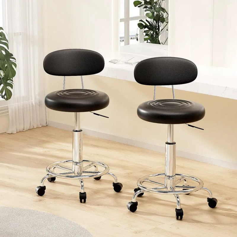 SportZone.co.nz Furniture > Living Room > Ottomans & Footstools Artiss 2x Salon Stool Swivel Chair Backrest Black Artiss 2x Salon Stool Swivel Chair Backrest Black