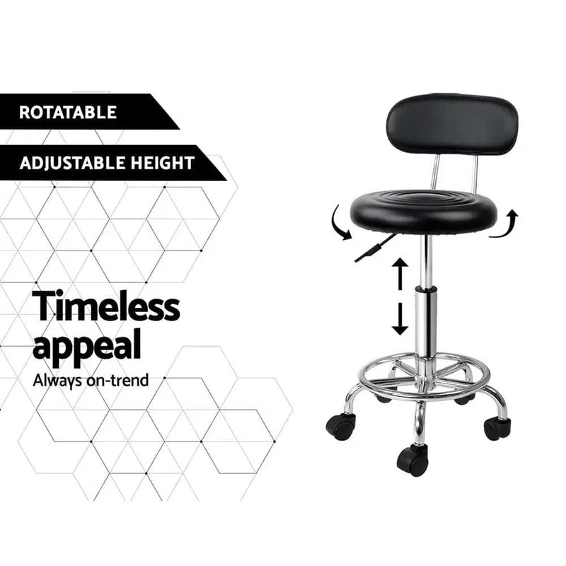 SportZone.co.nz Furniture > Living Room > Ottomans & Footstools Artiss 2x Salon Stool Swivel Chair Backrest Black Artiss 2x Salon Stool Swivel Chair Backrest Black