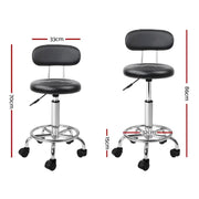 SportZone.co.nz Furniture > Living Room > Ottomans & Footstools Artiss 2x Salon Stool Swivel Chair Backrest Black Artiss 2x Salon Stool Swivel Chair Backrest Black