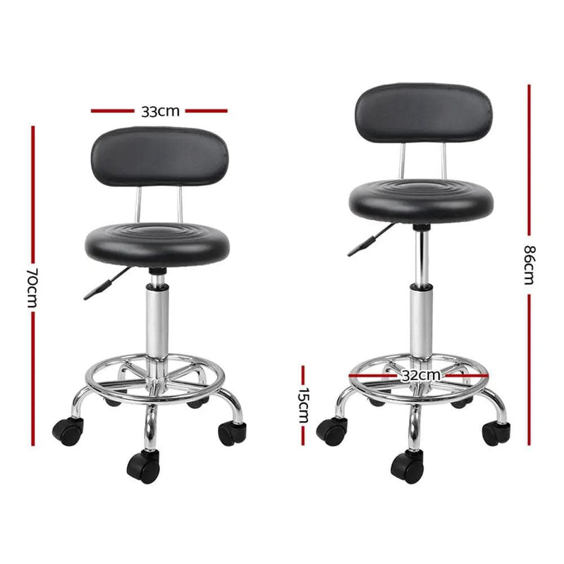 SportZone.co.nz Furniture > Living Room > Ottomans & Footstools Artiss 2x Salon Stool Swivel Chair Backrest Black Artiss 2x Salon Stool Swivel Chair Backrest Black