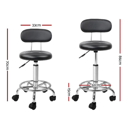 SportZone.co.nz Furniture > Living Room > Ottomans & Footstools Artiss 2x Salon Stool Swivel Chair Backrest Black Artiss 2x Salon Stool Swivel Chair Backrest Black