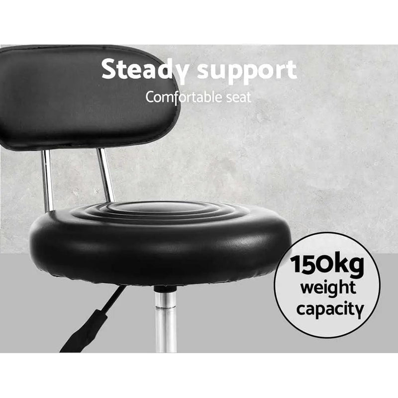 SportZone.co.nz Furniture > Living Room > Ottomans & Footstools Artiss 2x Salon Stool Swivel Chair Backrest Black Artiss 2x Salon Stool Swivel Chair Backrest Black