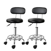 SportZone.co.nz Furniture > Living Room > Ottomans & Footstools Artiss 2x Salon Stool Swivel Chair Backrest Black Artiss 2x Salon Stool Swivel Chair Backrest Black
