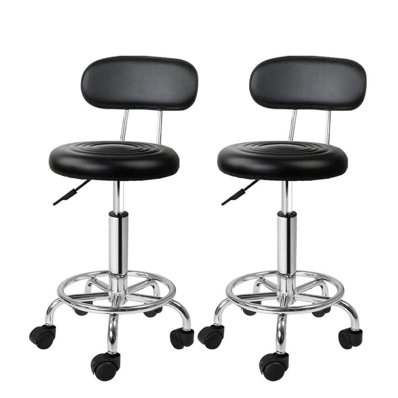 SportZone.co.nz Furniture > Living Room > Ottomans & Footstools Artiss 2x Salon Stool Swivel Chair Backrest Black Artiss 2x Salon Stool Swivel Chair Backrest Black