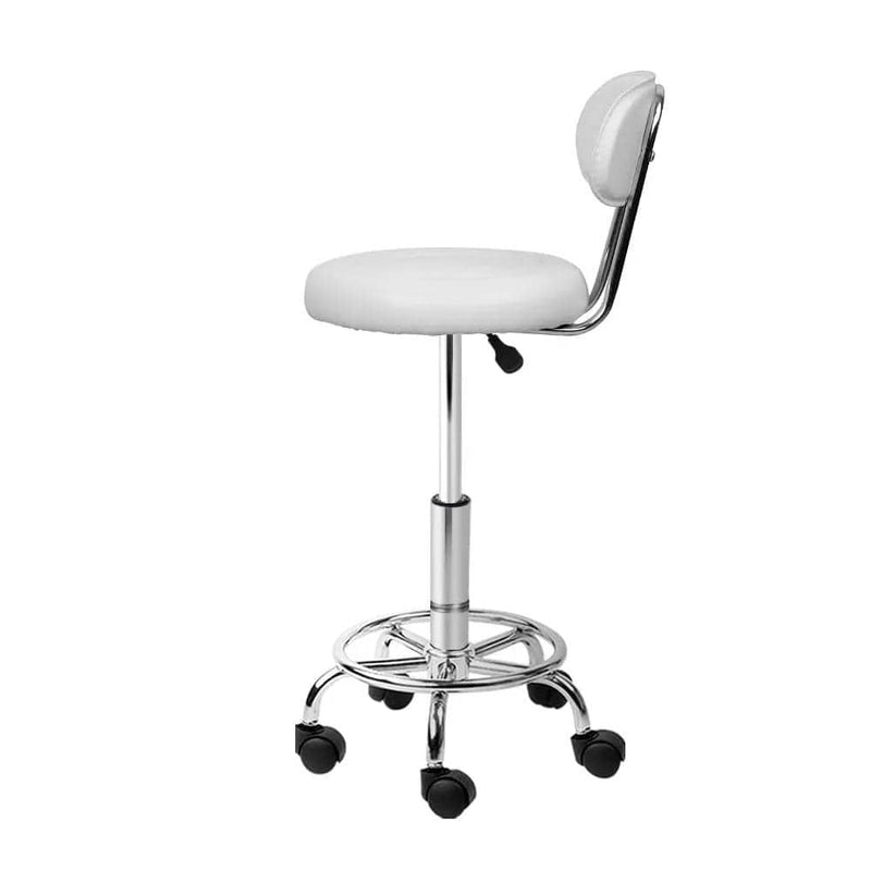 SportZone.co.nz Furniture > Living Room > Ottomans & Footstools Artiss 2x Salon Stool Swivel Chair Backrest White Artiss 2x Salon Stool Swivel Chair Backrest White
