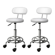 SportZone.co.nz Furniture > Living Room > Ottomans & Footstools Artiss 2x Salon Stool Swivel Chair Backrest White Artiss 2x Salon Stool Swivel Chair Backrest White