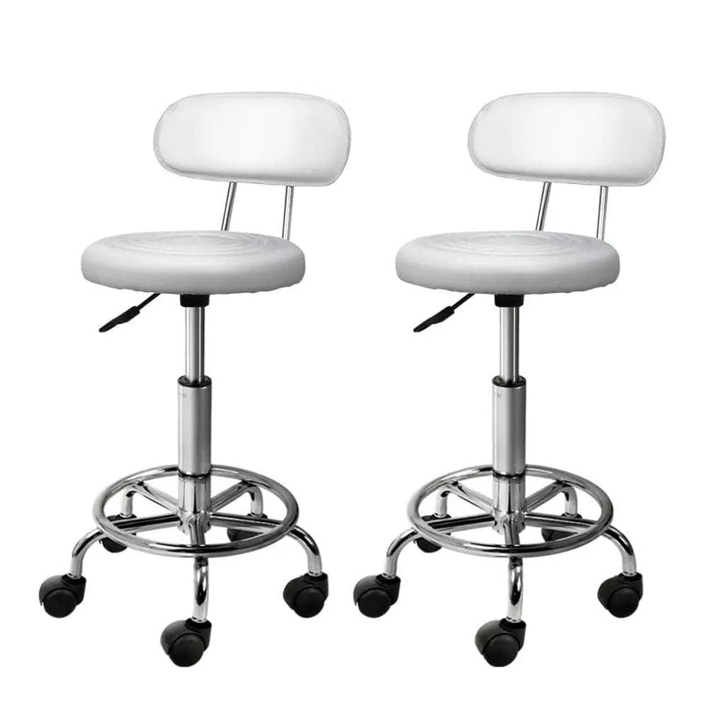 SportZone.co.nz Furniture > Living Room > Ottomans & Footstools Artiss 2x Salon Stool Swivel Chair Backrest White Artiss 2x Salon Stool Swivel Chair Backrest White
