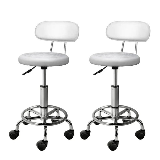SportZone.co.nz Furniture > Living Room > Ottomans & Footstools Artiss 2x Salon Stool Swivel Chair Backrest White Artiss 2x Salon Stool Swivel Chair Backrest White