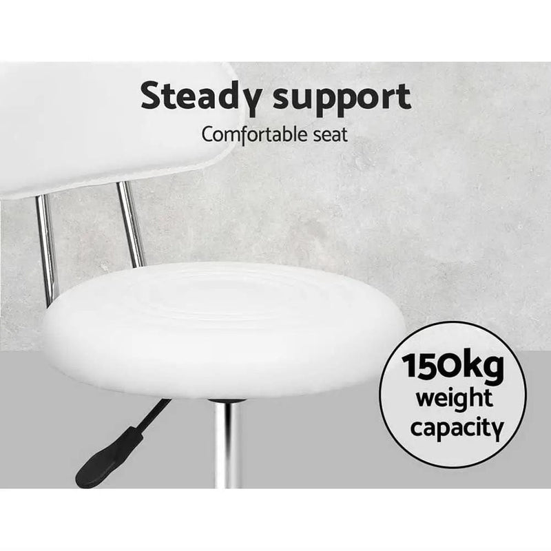 SportZone.co.nz Furniture > Living Room > Ottomans & Footstools Artiss 2x Salon Stool Swivel Chair Backrest White Artiss 2x Salon Stool Swivel Chair Backrest White