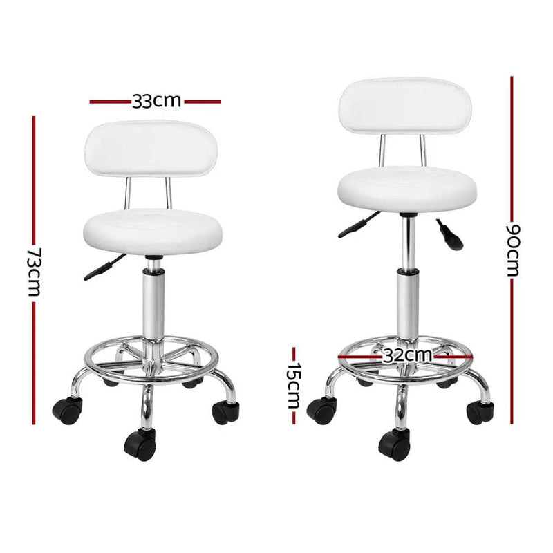 SportZone.co.nz Furniture > Living Room > Ottomans & Footstools Artiss 2x Salon Stool Swivel Chair Backrest White Artiss 2x Salon Stool Swivel Chair Backrest White