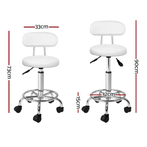 SportZone.co.nz Furniture > Living Room > Ottomans & Footstools Artiss 2x Salon Stool Swivel Chair Backrest White Artiss 2x Salon Stool Swivel Chair Backrest White