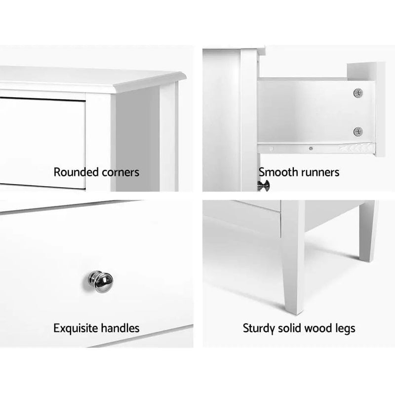 SportZone.co.nz Furniture > Bedroom > Dressers Artiss 3 Chest of Drawers - BRITTANY White Artiss 3 Chest of Drawers - BRITTANY White