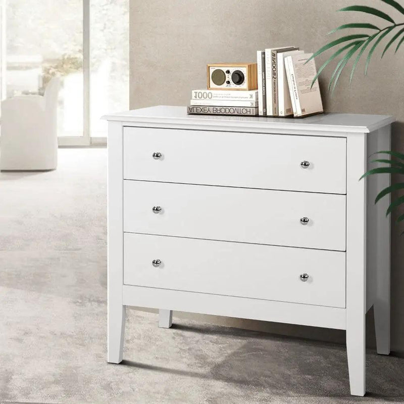 SportZone.co.nz Furniture > Bedroom > Dressers Artiss 3 Chest of Drawers - BRITTANY White Artiss 3 Chest of Drawers - BRITTANY White
